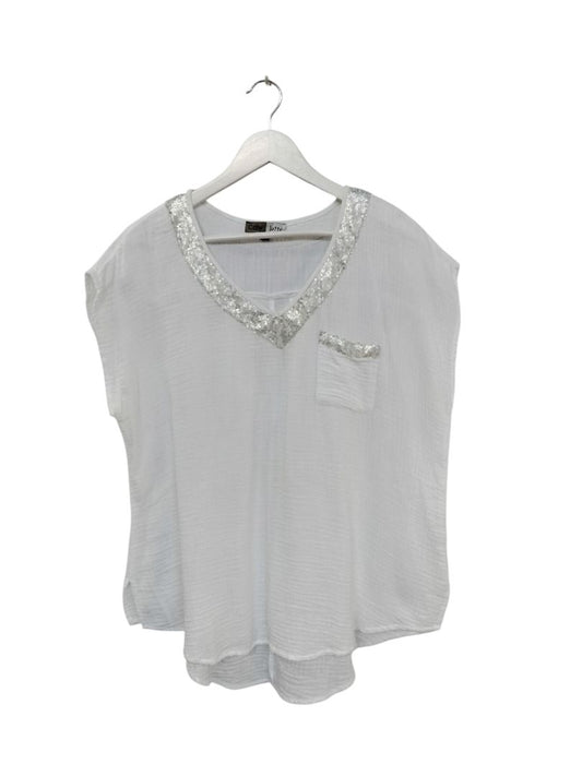 Cafe Latte | Floral Top | Size L